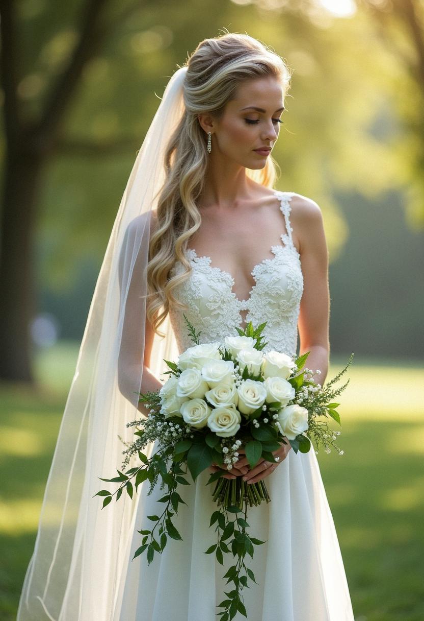 cascading bridal bouquets