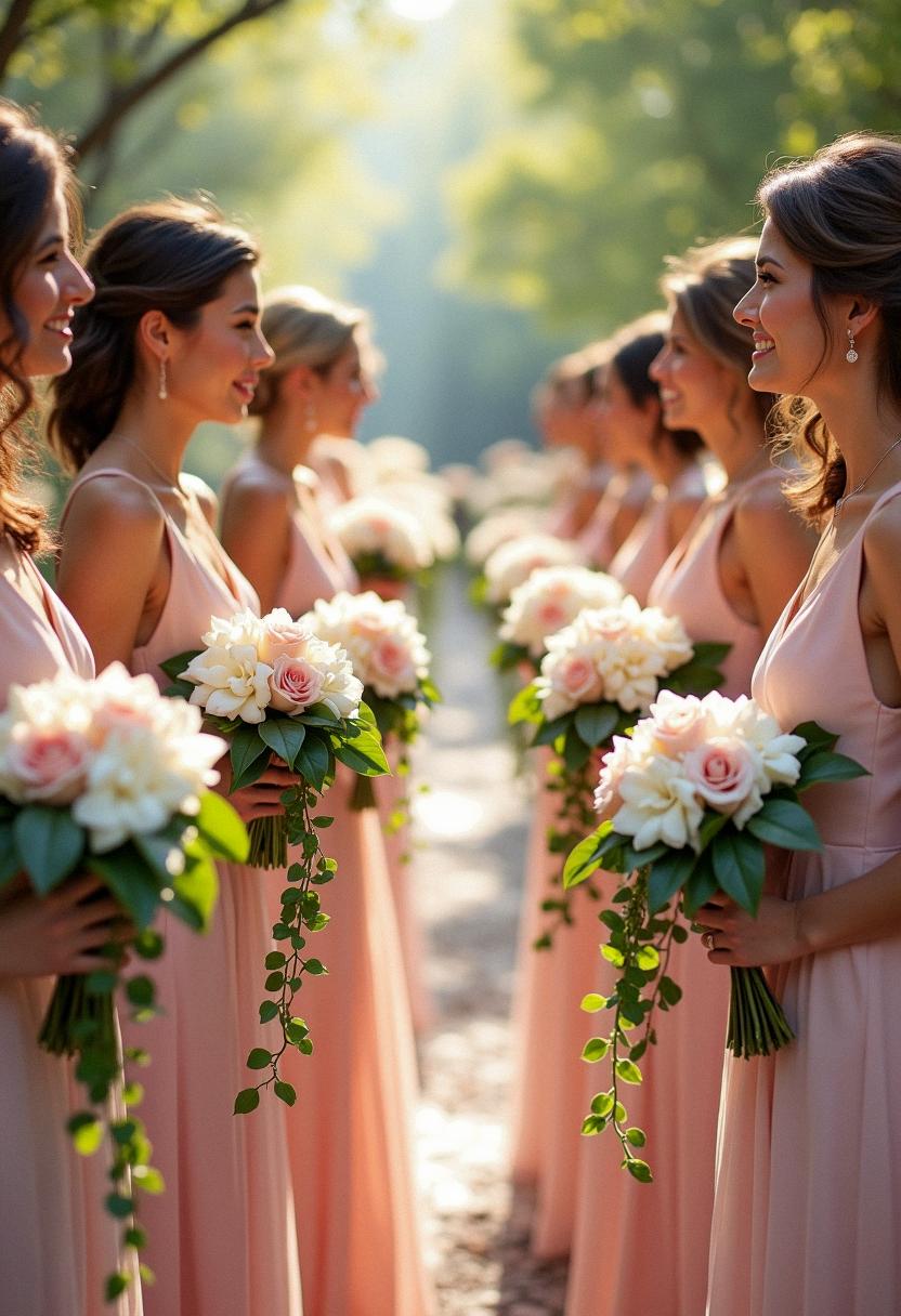 cascading bridal bouquets