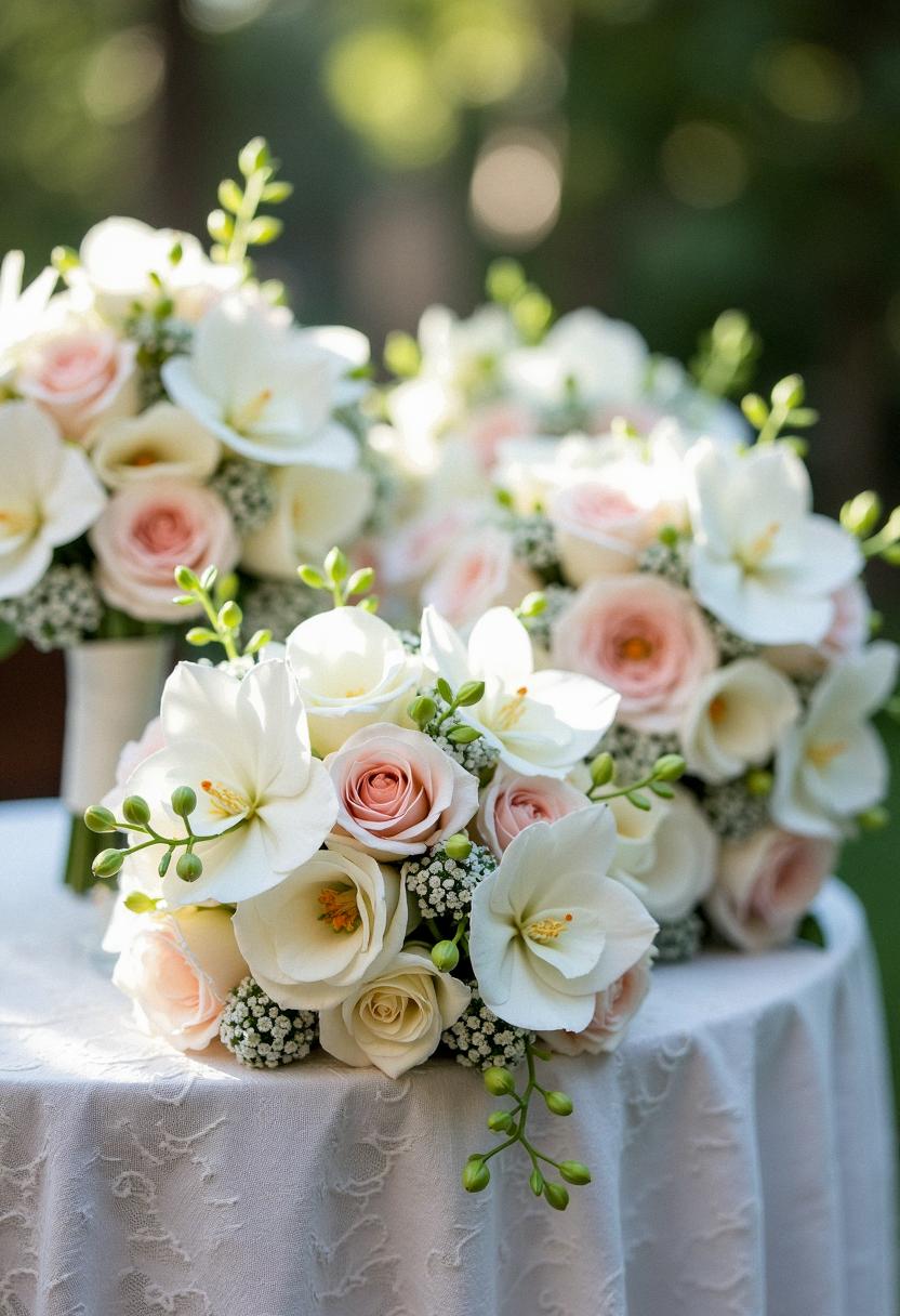 cascading bridal bouquets