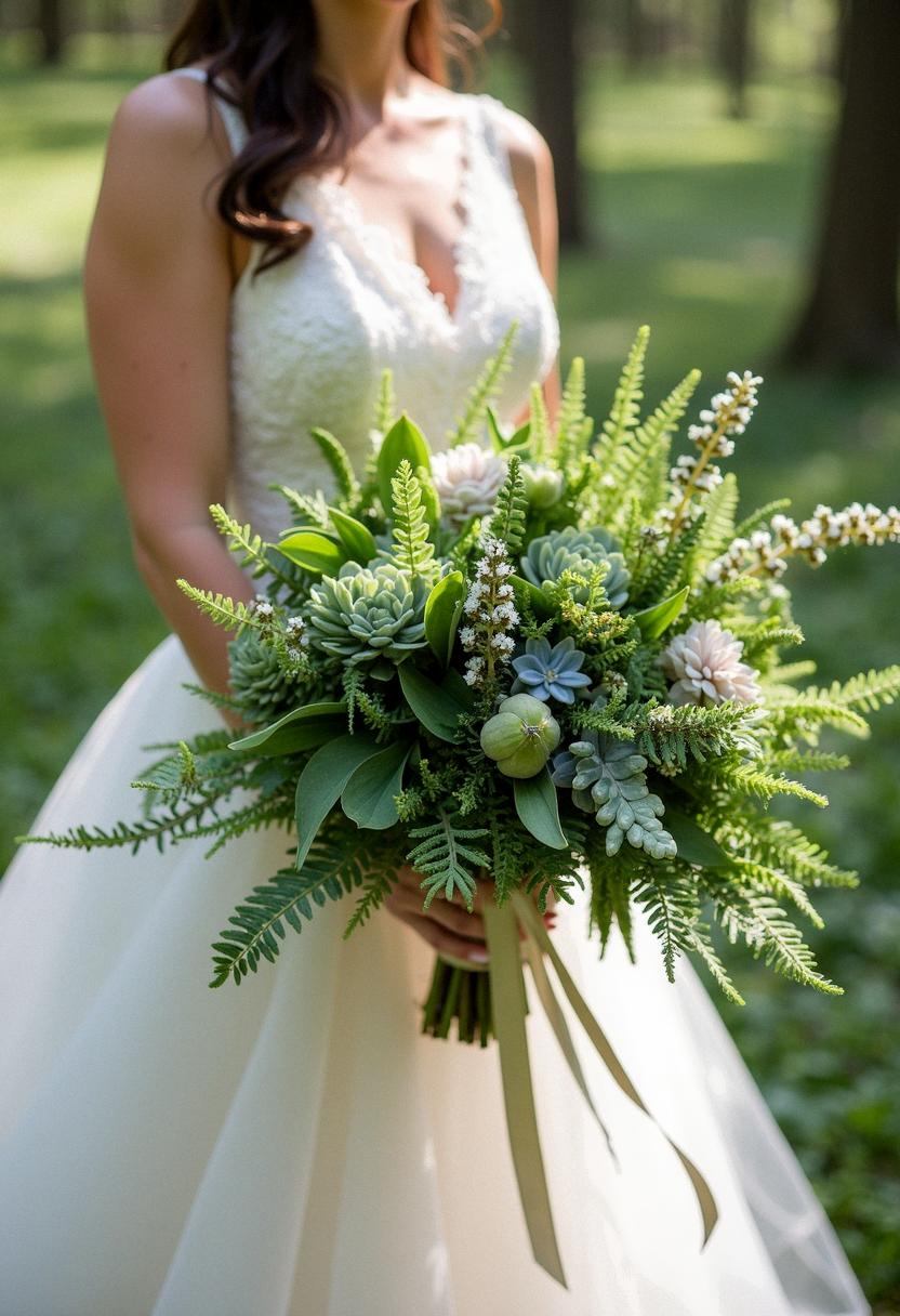 green bridal bouquet