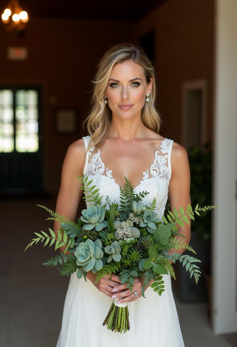 green bridal bouquet