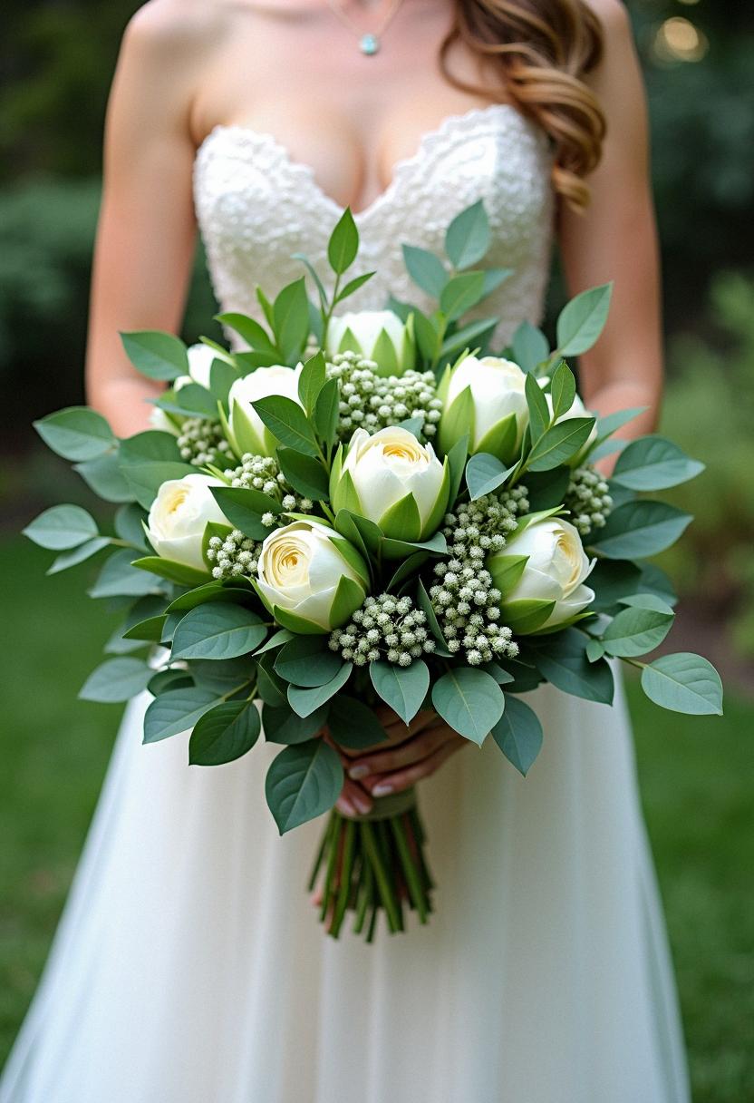 green bridal bouquet