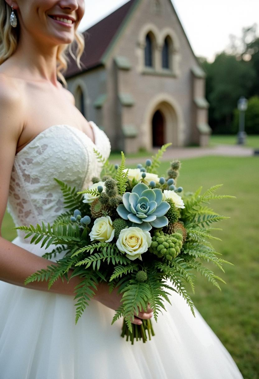 green bridal bouquet