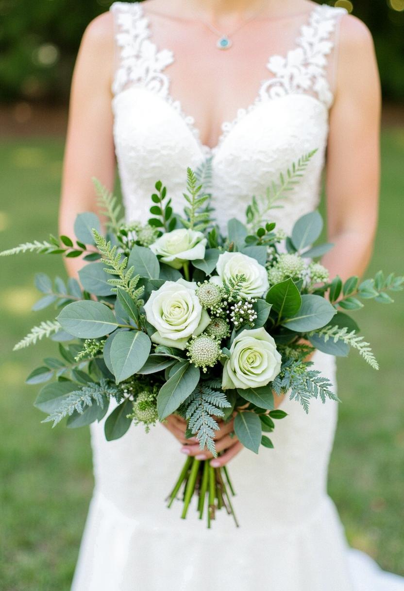 green bridal bouquet