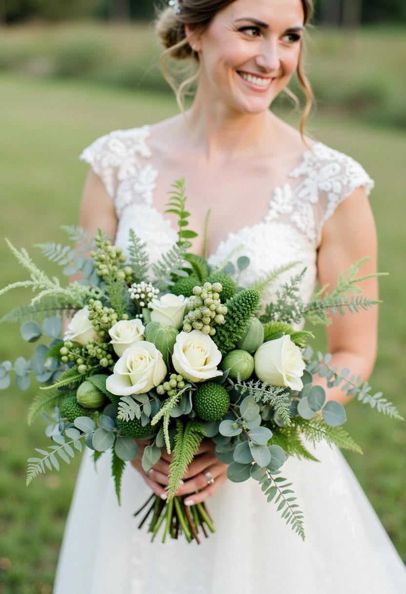 green bridal bouquet