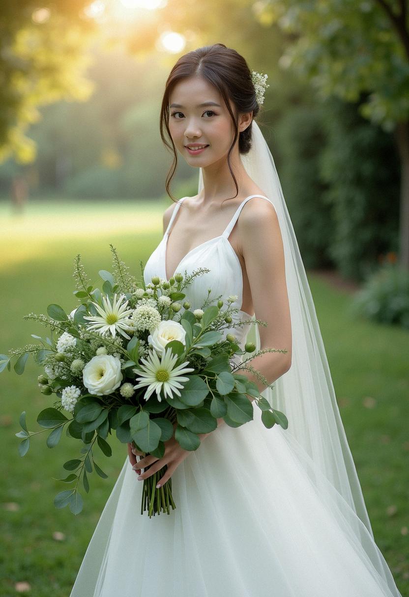 green bridal bouquet