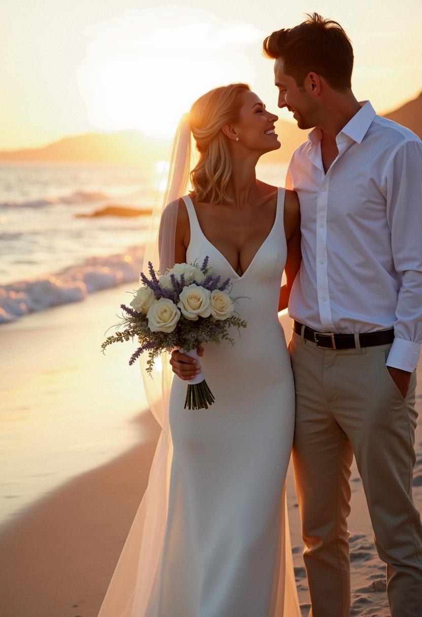 wedding bouquet beach