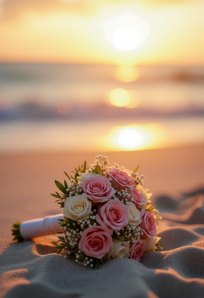 wedding bouquet beach