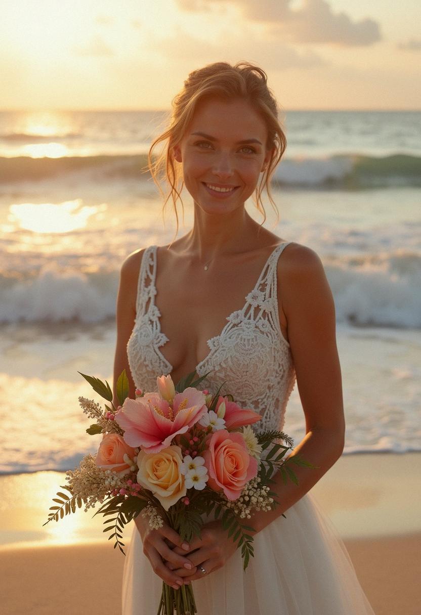 wedding bouquet beach