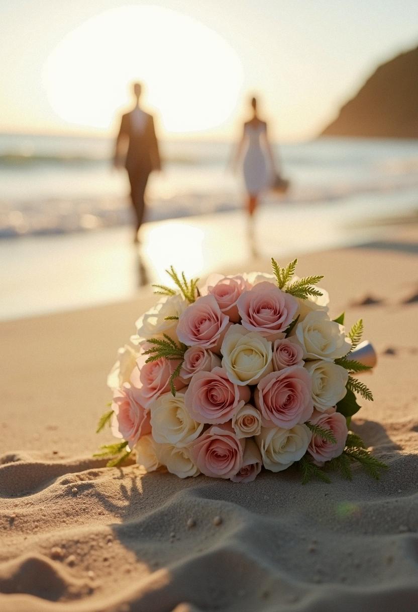 wedding bouquet beach