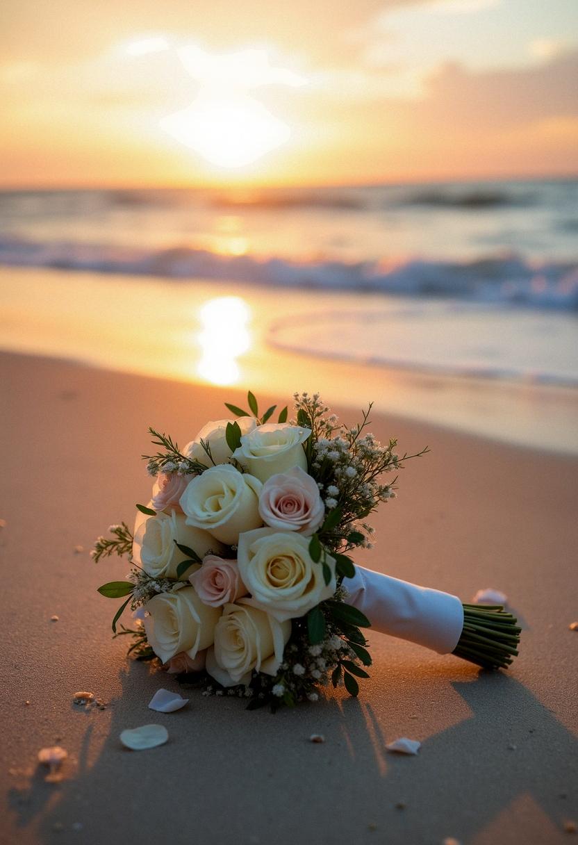 wedding bouquet beach