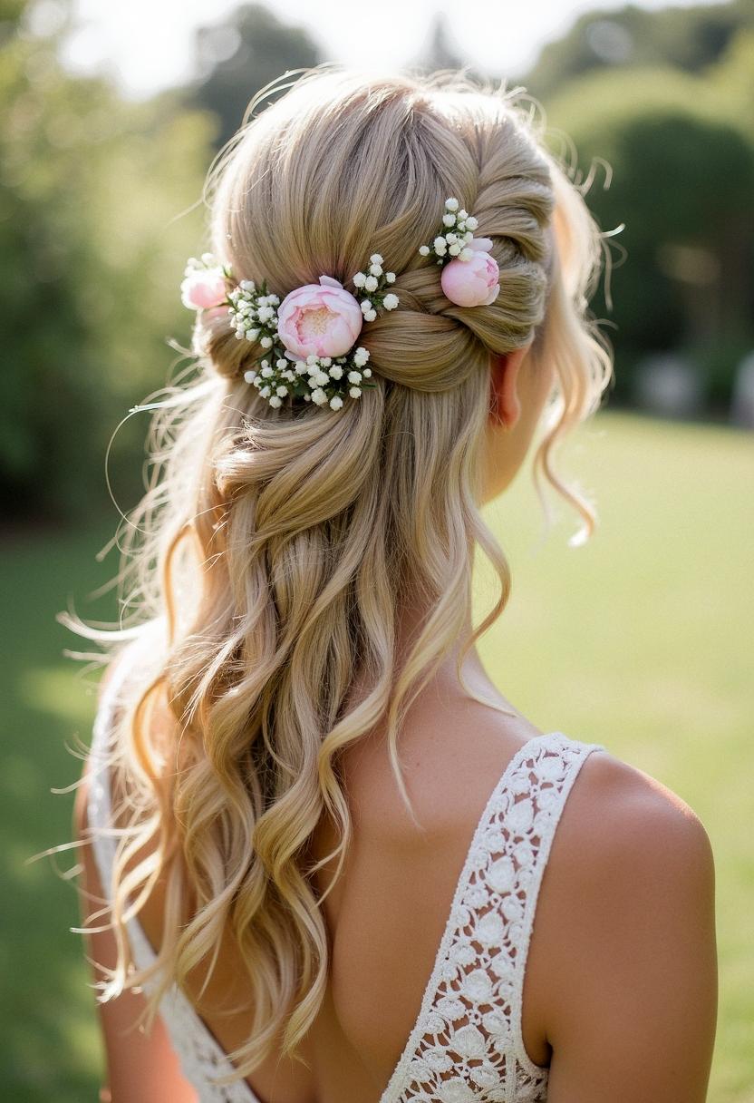 wedding braid with flowers