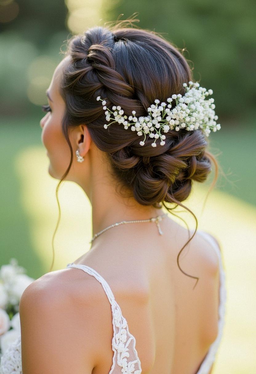wedding braid with flowers