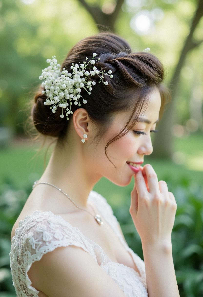 wedding braid with flowers
