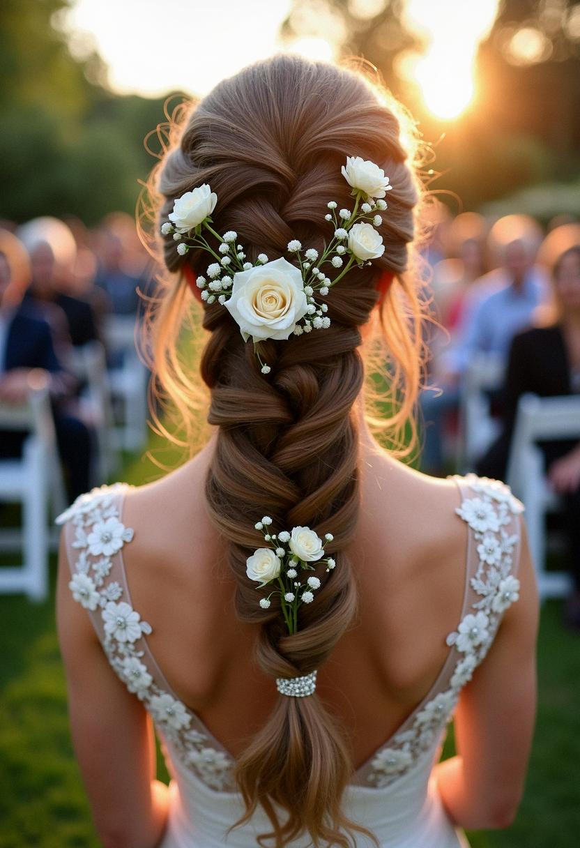 wedding braid with flowers