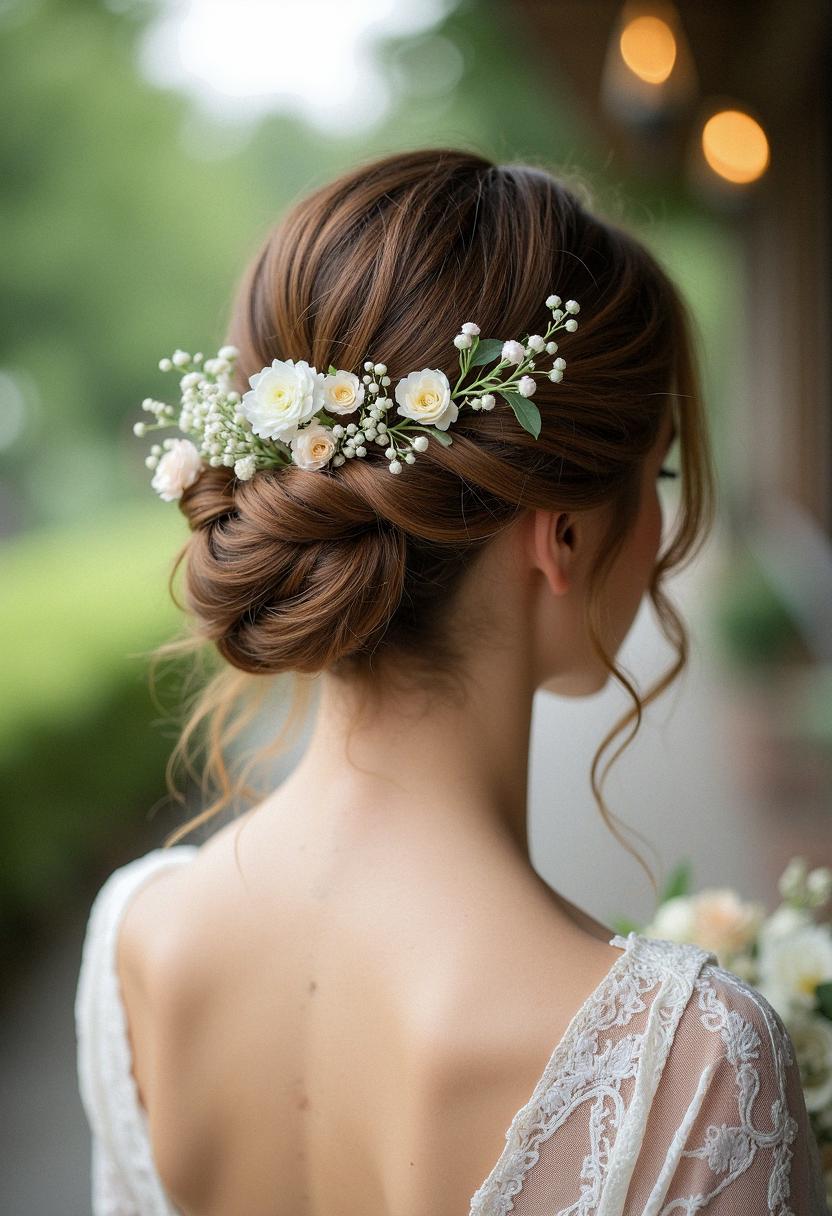wedding braid with flowers