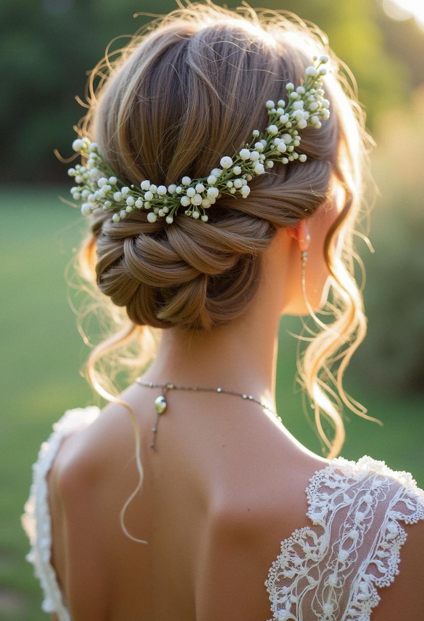 wedding braid with flowers