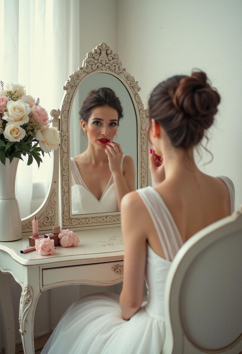 wedding make up red lips brides