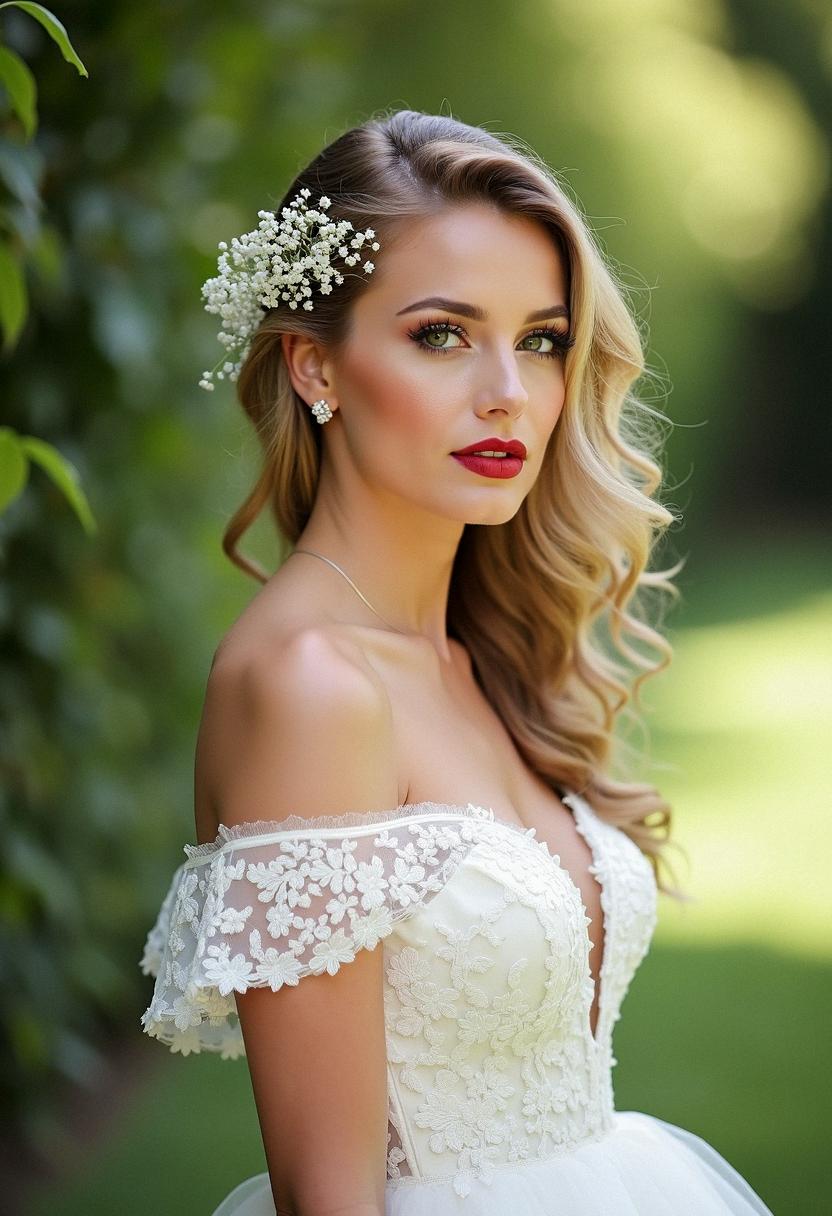 wedding make up red lips brides