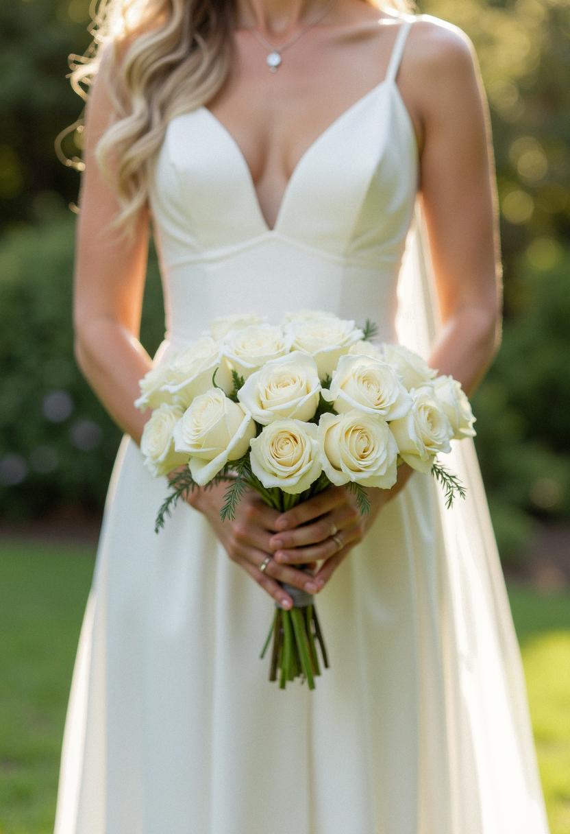 Stunning White Roses Bridal Bouquet Ideas - TheCharmingBride.com